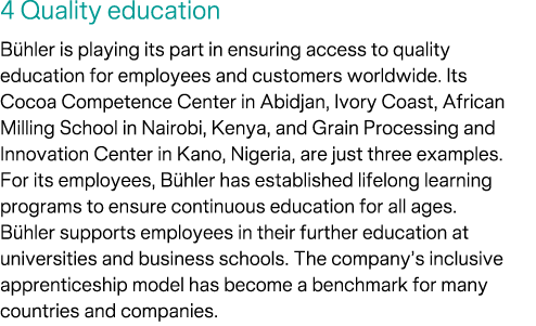 4 Quality education B hler is playing its part in ensuring access to quality education for employees and customers wo...