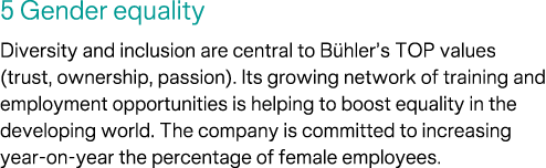 5 Gender equality Diversity and inclusion are central to B hler’s TOP values (trust, ownership, passion). Its growing...