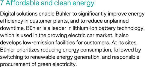 7 Affordable and clean energy Digital solutions enable B hler to significantly improve energy efficiency in customer ...